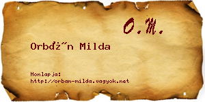 Orbán Milda névjegykártya